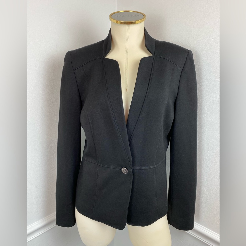NINE WEST Classic One-Button Black Blazer | Size 6 | Career Business Office